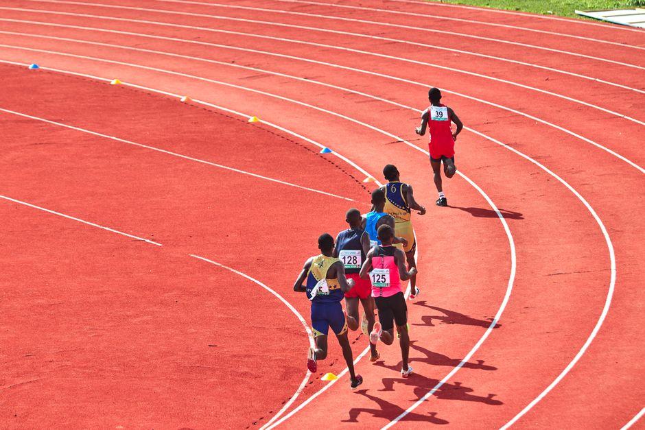 Athletes Competing in Outdoor Track Race